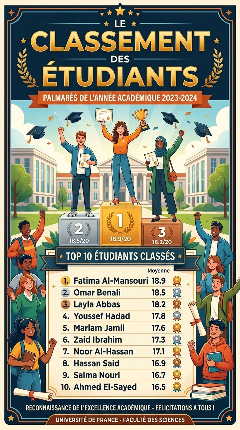 Classement des étudiants